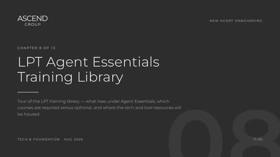 Chapter 8 — LPT Agent Essentials Training Library